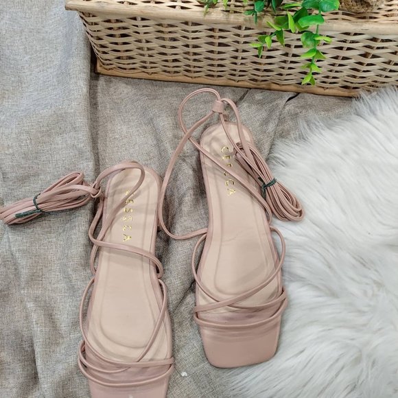 Gladiator and Lace Up Sandals (Brand New) in Old Rose/Nude Pink color - Picture 3 of 3